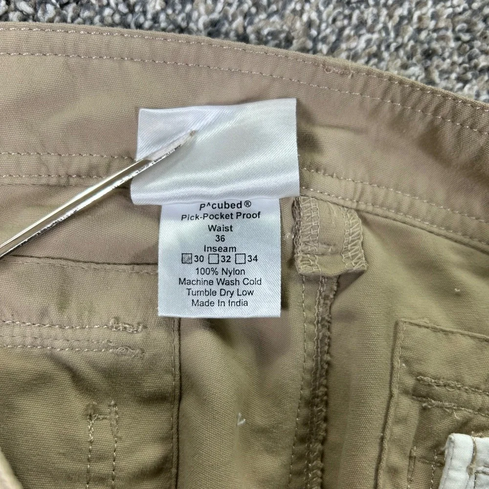 Clothing Arts P^cubed Pick-Pocket Proof Travel Cargo Pants Tan Mens‎ 36x30